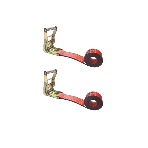 Heavy Duty 2" x 20' Utility Endless Ratchet Tie Down Strap for Cargo Bundling Red, 2PK